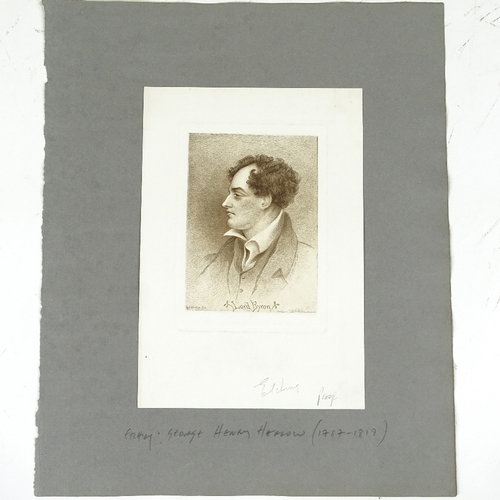 1217 - George Henry Harlow (1787 - 1819), rare proof etching, portrait of Lord Byron, image 4.5