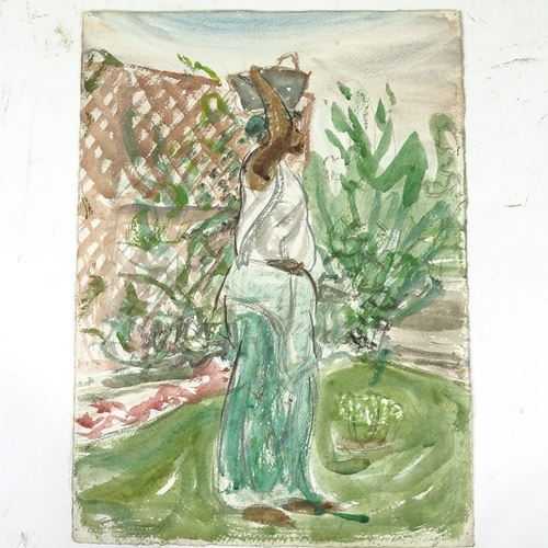 1219 - Leon Underwood (1890 - 1975), watercolour, woman in Sierra Leone 1945, 15.5