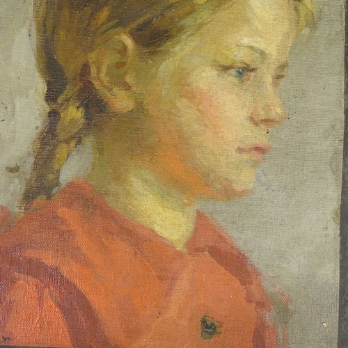 1220 - Geoffrey Mortimer (1896 - 1986), oil on canvas laid on board, portrait of the artist's sister, circa... 