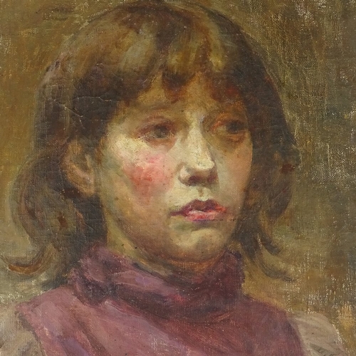 1221 - Geoffrey Mortimer (1895 - 1986), oil on canvas laid on board, portrait of a girl, circa 1940s, 13