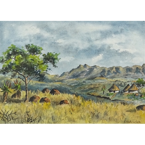 1237 - E Batchelor, watercolour, South African landscape, signed, 9