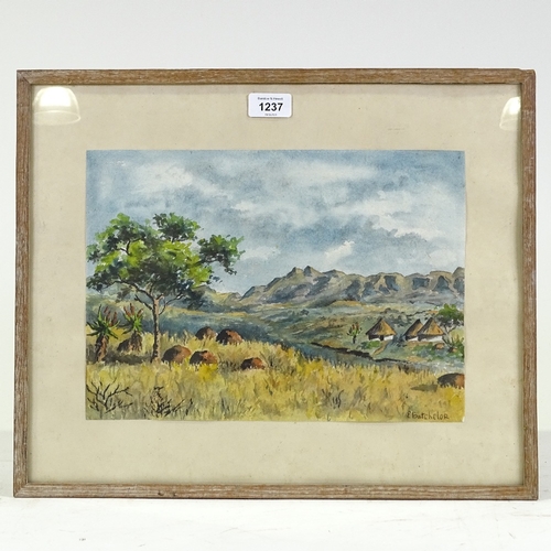 1237 - E Batchelor, watercolour, South African landscape, signed, 9