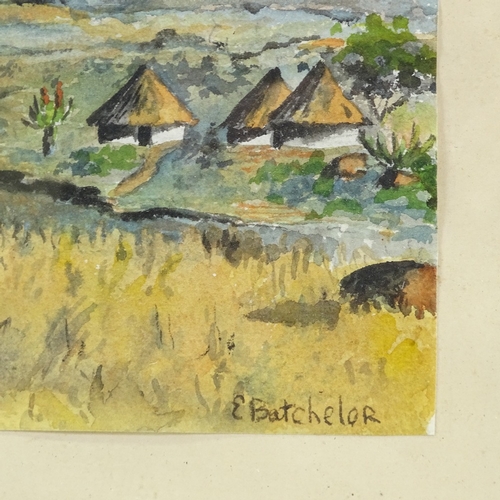 1237 - E Batchelor, watercolour, South African landscape, signed, 9