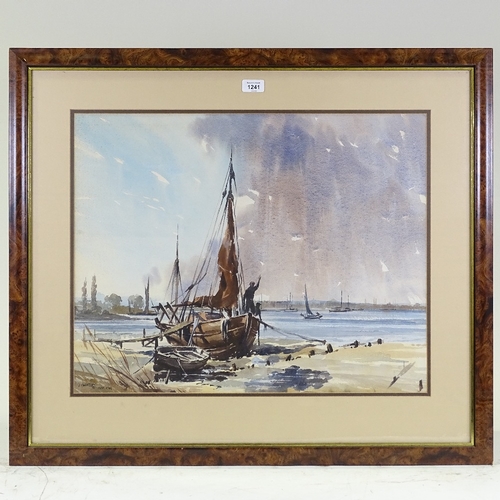 1241 - J Chambury, watercolour, Essex Estuary, signed, 19