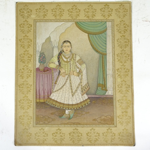 1246 - Indian School, watercolour with gilding, portrait of a girl, image 12