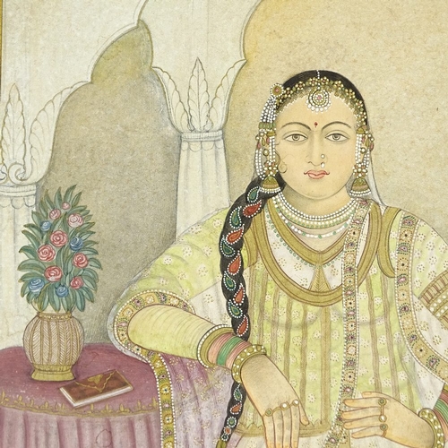 1246 - Indian School, watercolour with gilding, portrait of a girl, image 12