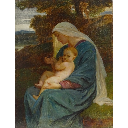 1249 - Attributed to Frederick Goodall (1795 - 1850), oil on canvas, Classical portrait woman and child, 18... 