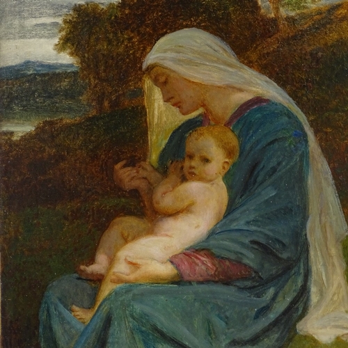 1249 - Attributed to Frederick Goodall (1795 - 1850), oil on canvas, Classical portrait woman and child, 18... 