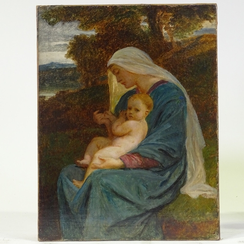 1249 - Attributed to Frederick Goodall (1795 - 1850), oil on canvas, Classical portrait woman and child, 18... 