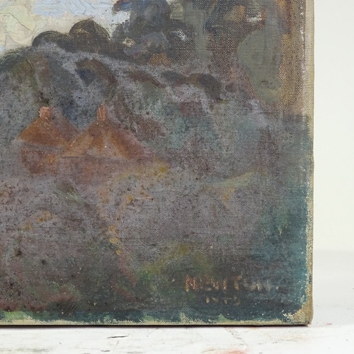 1251 - Newton, oil on canvas, impressionist landscape, signed and dated 1949, 24