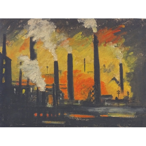 1258 - Theo Mason, oil on canvas, industrial scene, 16