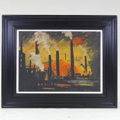 1258 - Theo Mason, oil on canvas, industrial scene, 16