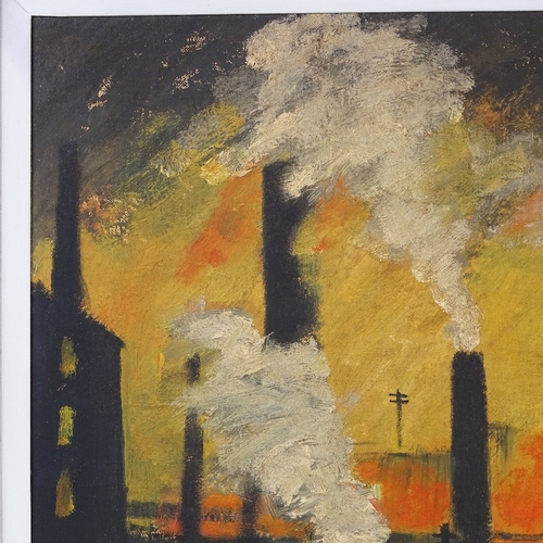 1258 - Theo Mason, oil on canvas, industrial scene, 16