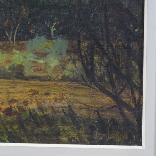 1259 - Leonie Jonleigh (1950 - 1974), oil on canvas, country landscape, signed, 16