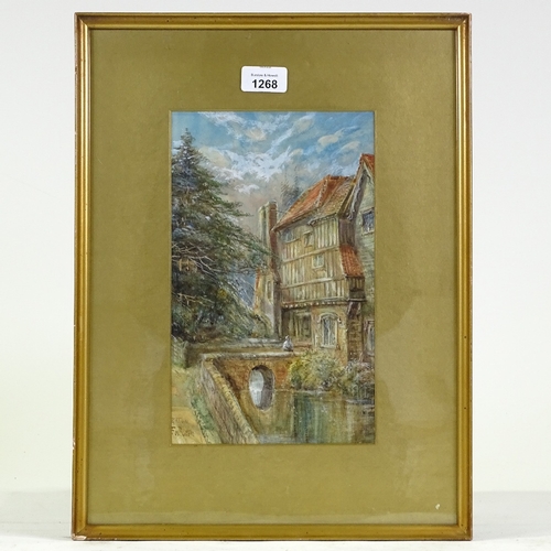 1268 - Frederick Burton (1816 - 1900), watercolour, country house, signed, 11