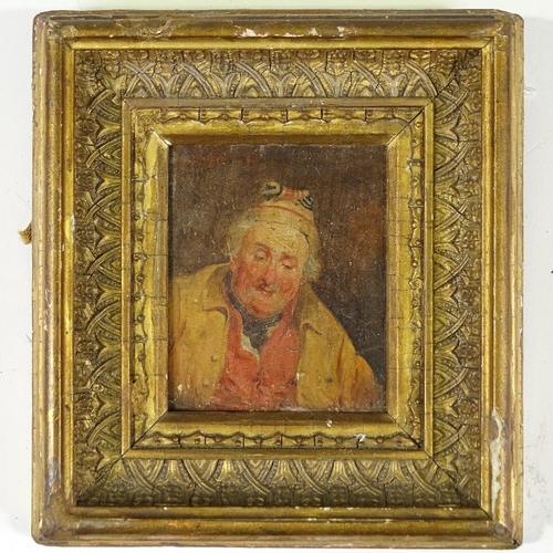 1270 - Attributed to Sir David Wilkie, miniature oil on wood panel, portrait of a man, 3.25