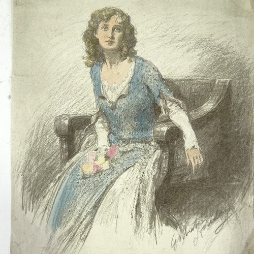 1271 - Gilbert Holliday, charcoal/watercolour, portrait of the actress Evelyn Millard, sheet size 18