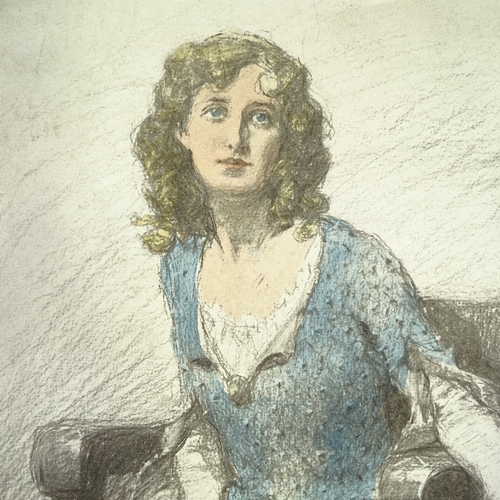 1271 - Gilbert Holliday, charcoal/watercolour, portrait of the actress Evelyn Millard, sheet size 18