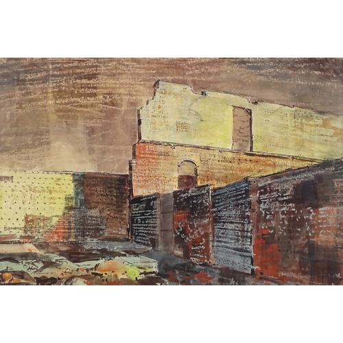 1278 - Cavendish Morton, gouache, war damaged buildings, signed and dated 1966, 14