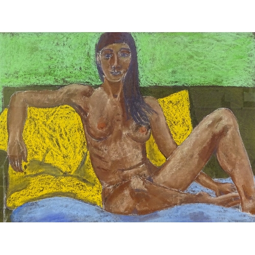 1282 - Pastel on paper, reclining nude, unsigned, 15