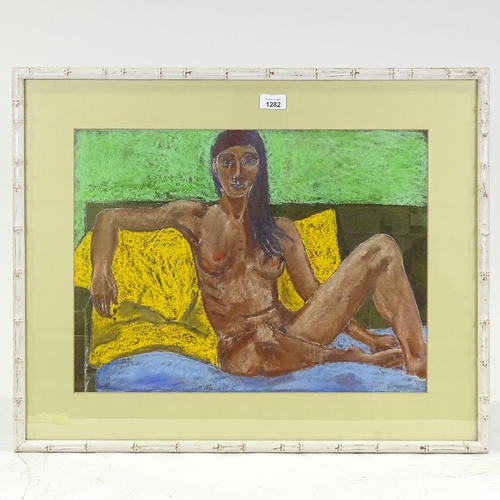 1282 - Pastel on paper, reclining nude, unsigned, 15