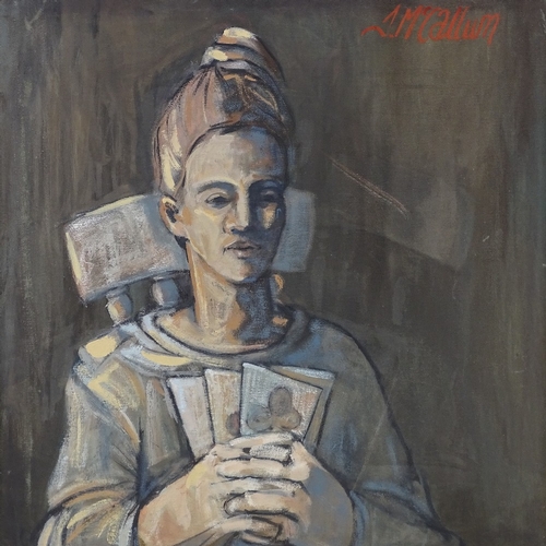 1284 - James McCallum (born 1968), oil on canvas, seated woman, signed, 24