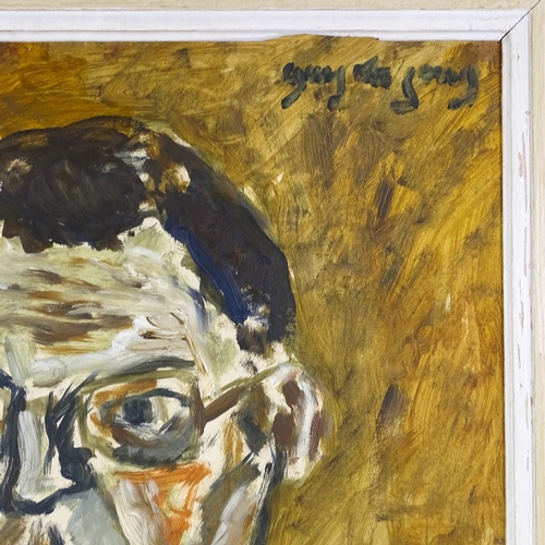 1286 - Oil on board, expressionist portrait of a man, indistinctly signed, 26