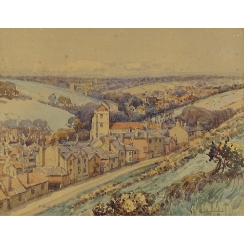 1294 - Edward Leslie Badham, watercolour, view over Tackleway Hastings, circa 1930s, signed, 9