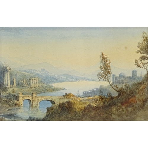 1297 - Attributed to J M W Turner (1775 - 1851), watercolour, banks of the River Tiber, circa 1819, unsigne... 