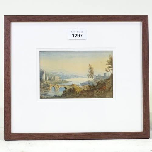 1297 - Attributed to J M W Turner (1775 - 1851), watercolour, banks of the River Tiber, circa 1819, unsigne... 