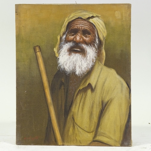 1299 - G Cliuzlitai, 3 oils on canvas, portraits of Indian men, signed, 26