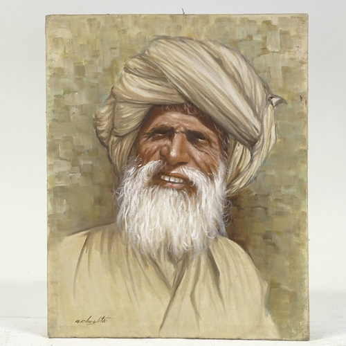 1299 - G Cliuzlitai, 3 oils on canvas, portraits of Indian men, signed, 26