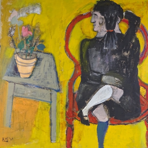 1300 - Anna Mayerson (1906 - 1984), oil on canvas, figure seated, signed and dated 1969, 45