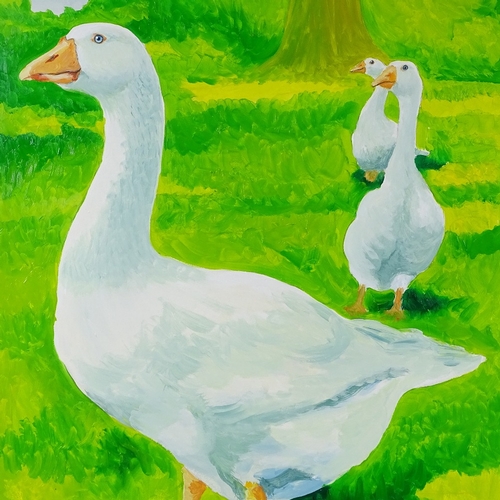 1314 - Clive Fredriksson, oil on board, geese, 28