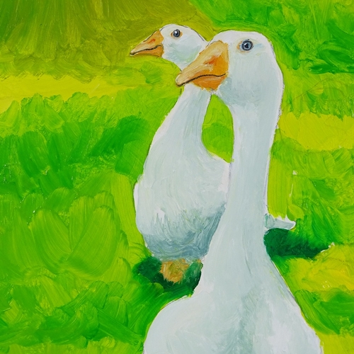 1314 - Clive Fredriksson, oil on board, geese, 28