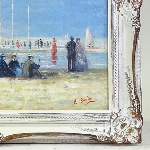 1323 - Modern oil on board, beach scene, 20