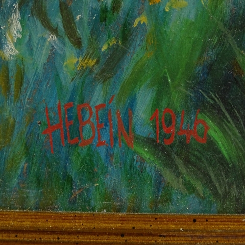 1330 - Hebein, oil on board, running deer, 1946, 16