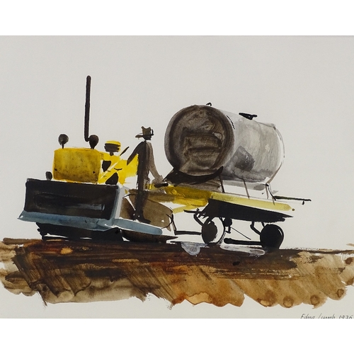 1337 - Edna Lamb, watercolour, industrial vehicle, signed and dated 1976, 9.5