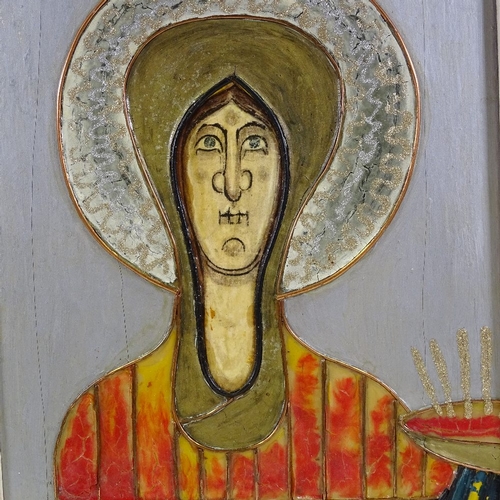 1338 - Modern mixed media on board, icon, 14