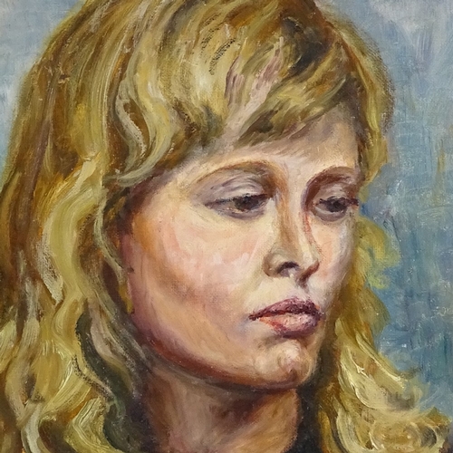 1339 - Oil on board, portrait of a girl, unsigned, 16