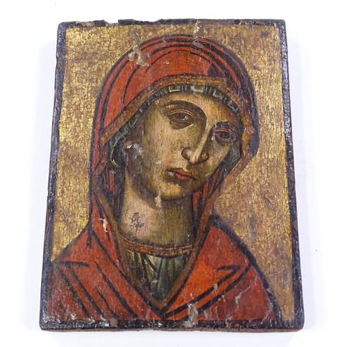 260 - A Greek painted and gilded icon on wood panel, 22cm x 17cm