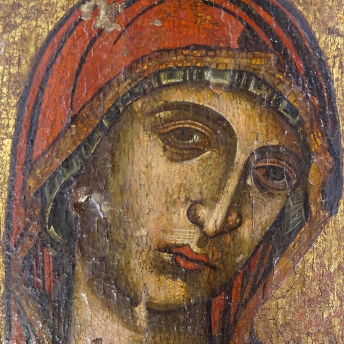 260 - A Greek painted and gilded icon on wood panel, 22cm x 17cm