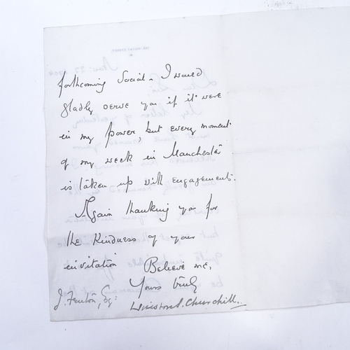 262 - Sir Winston Churchill, a handwritten and signed letter dated November 22nd 1904, on headed paper fro... 