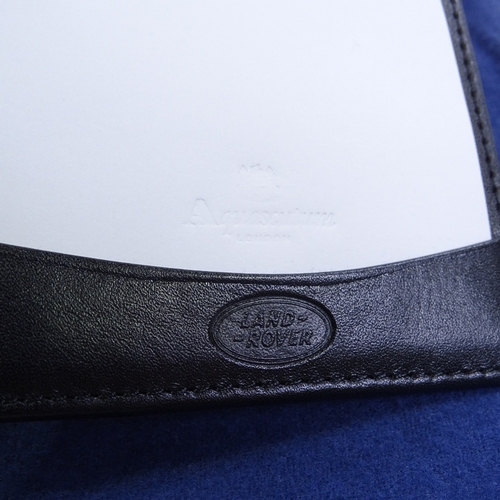 82 - AQUASCUTUM - a black leather memopad and note holder, Land Rover Regional Tour 2007 Press Edition, l... 