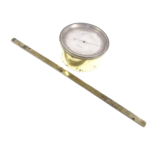 89 - A Victorian brass drum-cased barometer with silvered dial, diameter 12cm, and an unusual Middle East... 