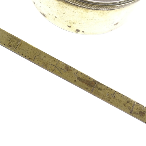 89 - A Victorian brass drum-cased barometer with silvered dial, diameter 12cm, and an unusual Middle East... 