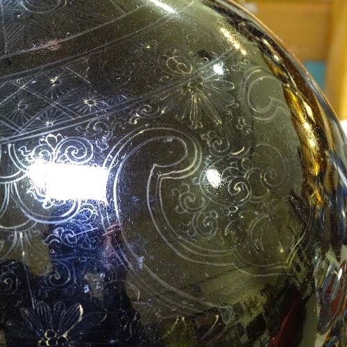 119 - A Chinese mirror black glaze porcelain bottle vase with traces of original gilded decoration, conver... 