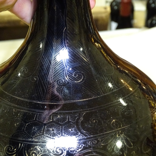 119 - A Chinese mirror black glaze porcelain bottle vase with traces of original gilded decoration, conver... 