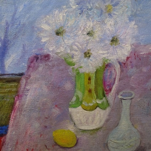 1318 - Modern oil on board, still life kitchen table, 16