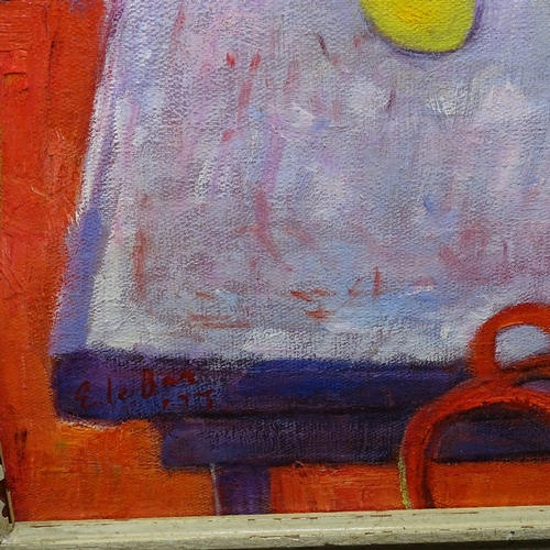 1318 - Modern oil on board, still life kitchen table, 16